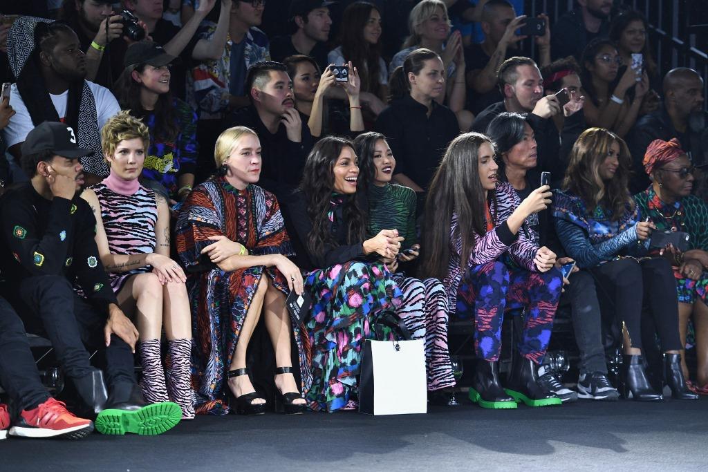 NEW YORK, NY - OCTOBER 19: Chance the Rapper, Halsey, Chloe Sevigny, Rosario Dawson, Suboi, Xiuhtezcatl Martinez, Stephen Gan, and Iman attend KENZO x H&M Launch Event Directed By Jean-Paul Goude' at Pier 36 on October 19, 2016 in New York City. (Photo by Dimitrios Kambouris/Getty Images for H&M)